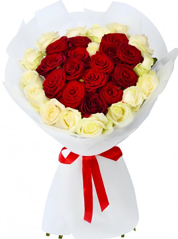 15 Kırmızı Gül 16 Beyaz Gül Buketi