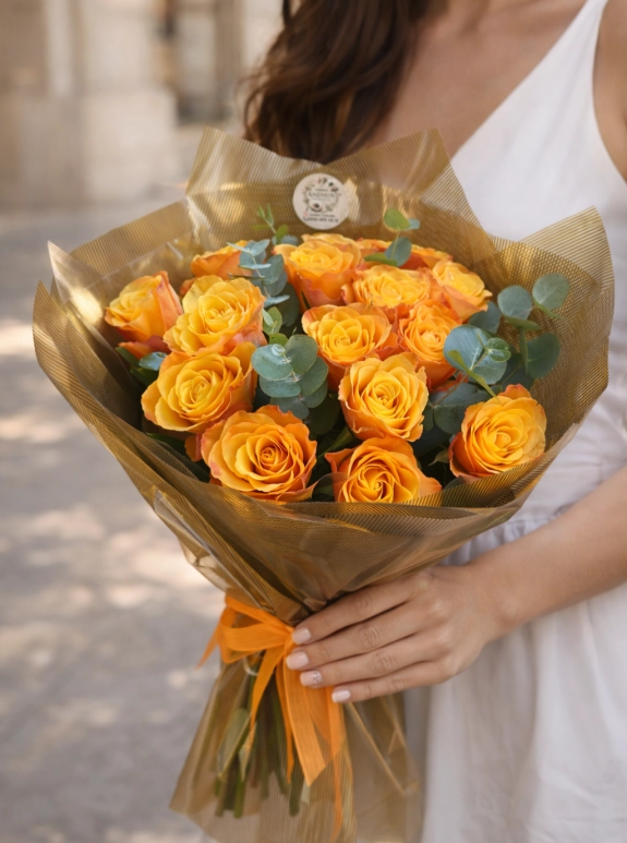 15’Li Turuncu Gül Buketi