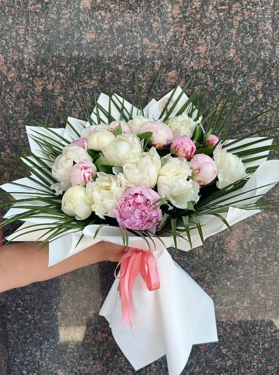 20Li’pembe&Beyaz Şakayık Buketi