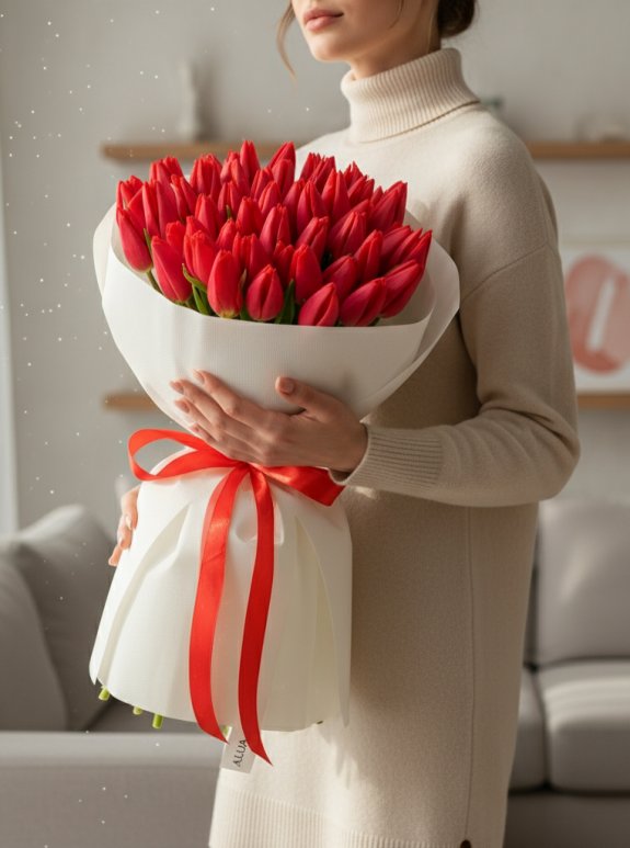 50 Adet Kırmızı Lale Buketi