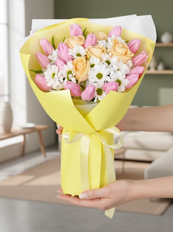 Papatya ve Lale Buketi